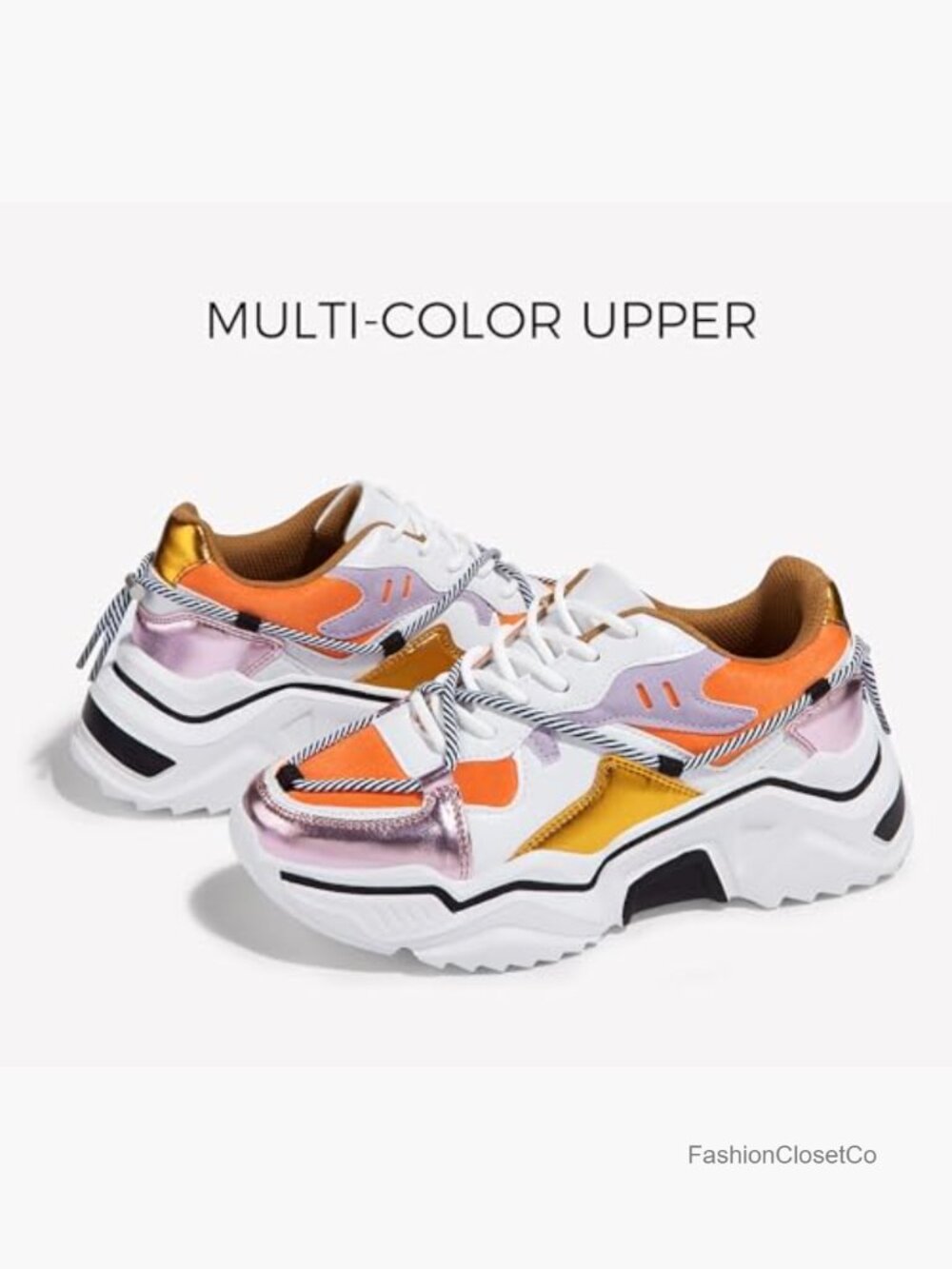 Chunky Platform Fashion Sneakers Retro Colorblock Lightweight Walking Shoes - Picture 3 of 7